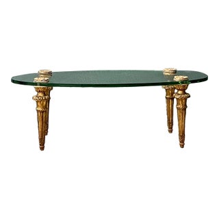 Vintage MCM Gilt Wood Coffee Table After Maison Jansen For Sale