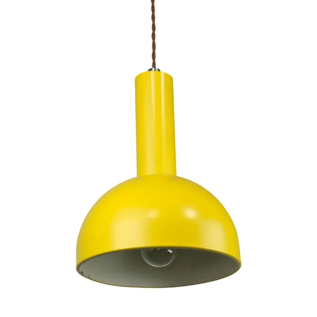 Small Vintage Yellow Metal Lamp For Sale