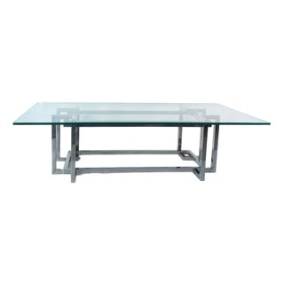 Coffee Table in Glass and Metal, 1970s For Sale