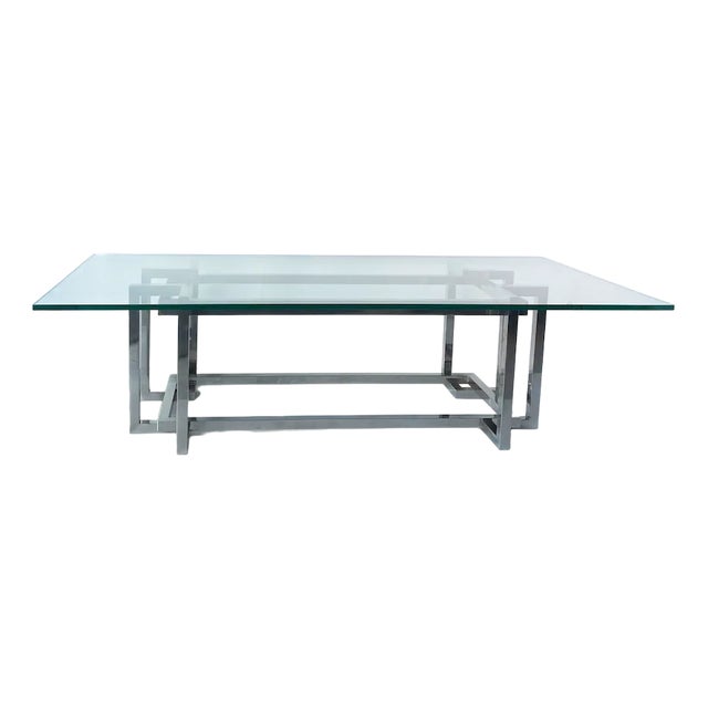 Coffee Table in Glass and Metal, 1970s For Sale
