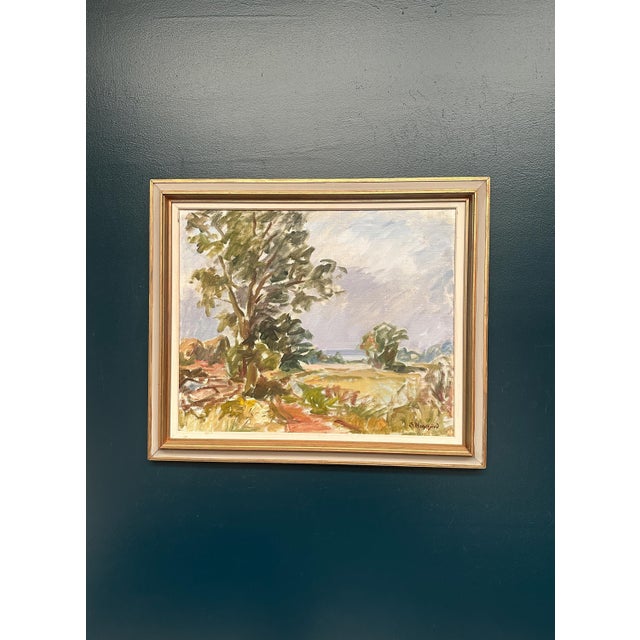 Original Vintage Swedish Oil on Canvas – “Landscape” by Sigurd Hagegård – Signed – Framed – 62 × 53 cm (24.4" × 20.9")...