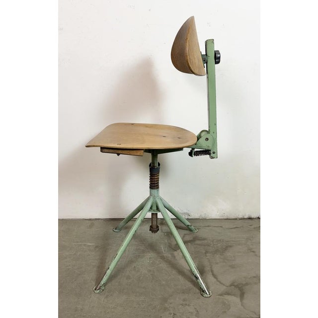 Industrial Green Workshop Chair, 1950s For Sale - Image 11 of 18