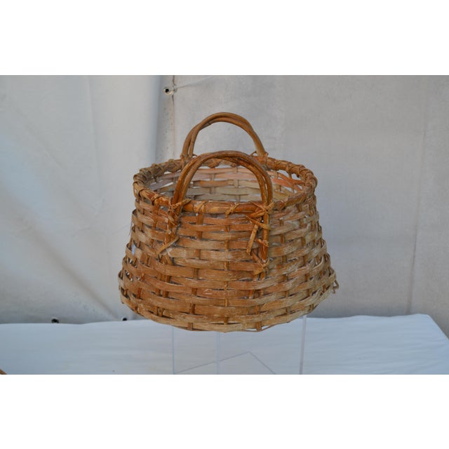 Large primitive gathering basket or farm/market basket circa 1900s-1940s. This basket was not just for decorative purposes...