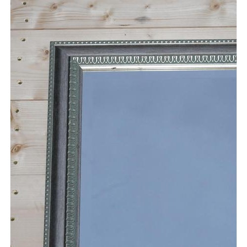 Gray Vintage Silver Grey Frame Bevelled Hanging Wall Mirror For Sale - Image 8 of 10