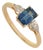 14k Gold 1.22ct Octagon Blue Sapphire & Pear Diamonds Three Stone Ring Size 6 For Sale