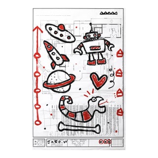 Space Creatures - Abstract Figurative Cartoon Pop Art Painting Original Artwork by Gary John For Sale