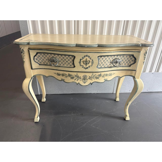 Late 20th Century La Barge Hand Painted Blue and White French Console Tables or Entry Way Tables For Sale - Image 5 of 12