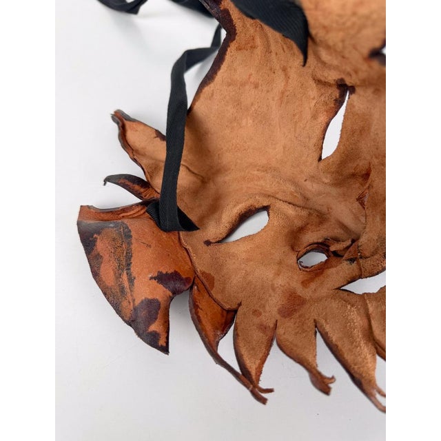 Vintage Venetian Style Handcrafted Leather Mythological Satyr Mask, Italy, 1970s For Sale - Image 18 of 18