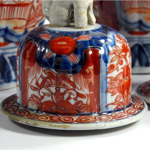 Antique Japanese Hand Painted Imari Vases, Set of 2 For Sale - Image 10 of 12