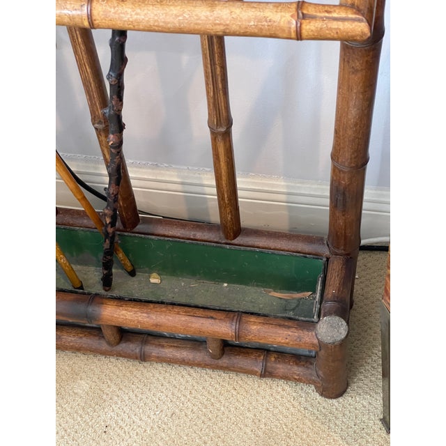 French Bamboo Hall Tree With Fan Mirror , Aesthetic Movement 1870-1900 For Sale - Image 9 of 15