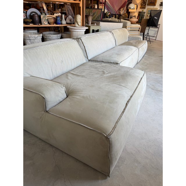 Contemporary Italian Paola Navone for Baxter “Miami Soft” Modular Leather Sofa With Two Ottomans For Sale - Image 3 of 18