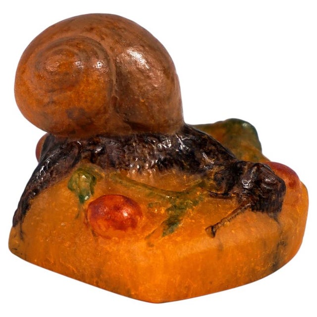 Brown Art Nouveau Pate de Verre Snail Paperweight by Amalric Walter & Henri Bergé, France, 1920 For Sale - Image 8 of 8