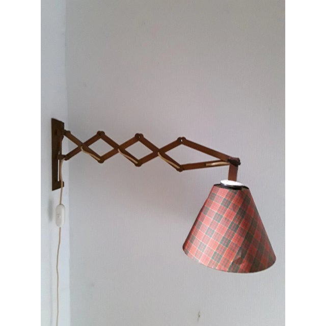 Vintage Fabric and Teak Sconce, 1970s For Sale - Image 3 of 6