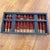 Vintage Chinese Wooden Abacus 13 Column Suanpan Red Beads Black Frame 10.5in For Sale - Image 9 of 11