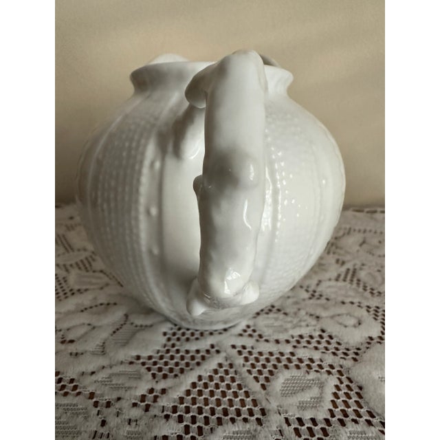 Contemporary Vintage White Porcelain Paris Royal Coral & Sea Urchin Small Pitcher/Creamer For Sale - Image 3 of 9