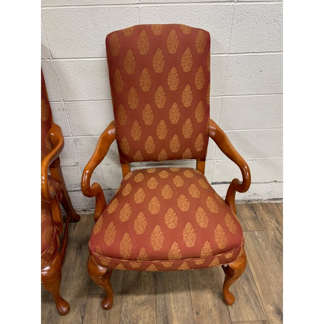 Late 20th Century Vintage American of Martinsville Queen Anne Style Gooseneck Arm Chairs - Pair For Sale - Image 5 of 13
