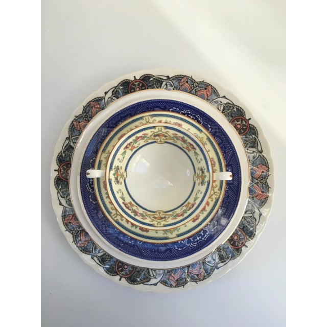 Blue Nautical Mixed China Place Settings - Set of 5 For Sale - Image 11 of 11