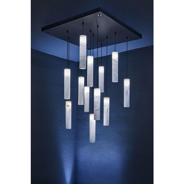 Tubular Bells Pendant Lamps by United Alabaster, Set of 3 For Sale - Image 4 of 13