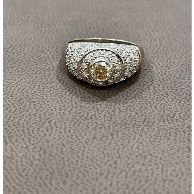 Transparent 1.70 Carat Champagne & White Diamond Engagement Ring 14 Karat White Gold For Sale - Image 8 of 18