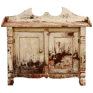 19th Century Country French Painted Washstand Cabinet For Sale