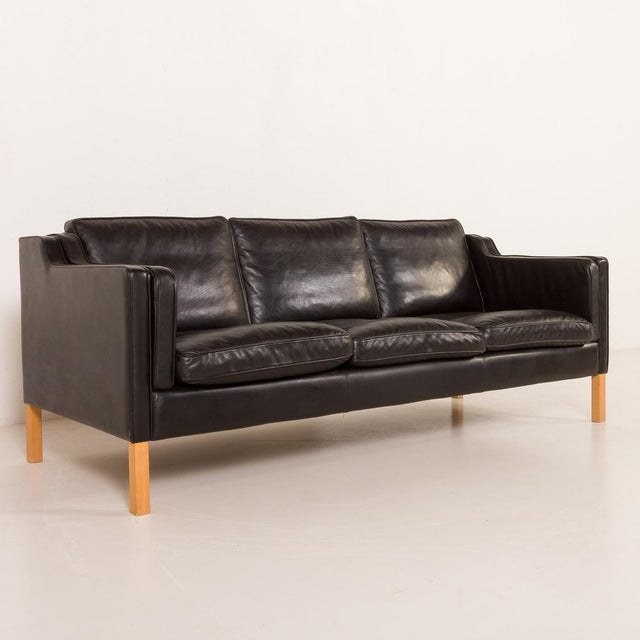 Black Leather Sofa from Stouby, Denmark, 1970s For Sale - Image 15 of 18