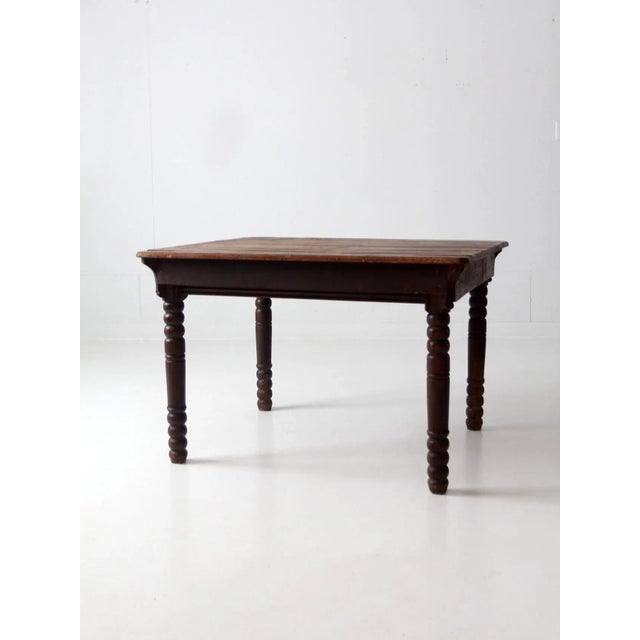 Vintage Wood Harvest Table For Sale - Image 4 of 12