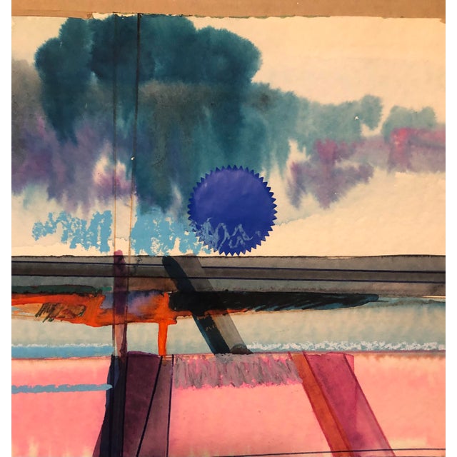 1964 Jack O'Hara Manscape Watercolor Painting With Collage Chairish