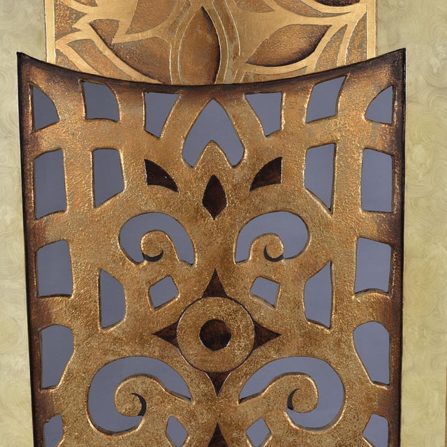 Ornamental & Decorative Materials Italianate Gold Leaf and Cream Colored 3 Panel Room Divider Screen For Sale - Image 7 of 12