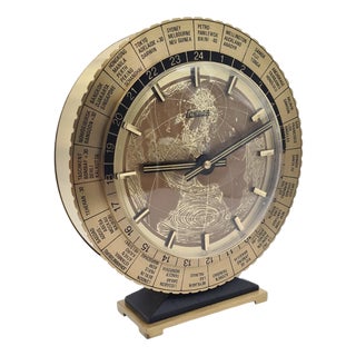 Swiss Condor Table Clock with World Map, 1950s For Sale