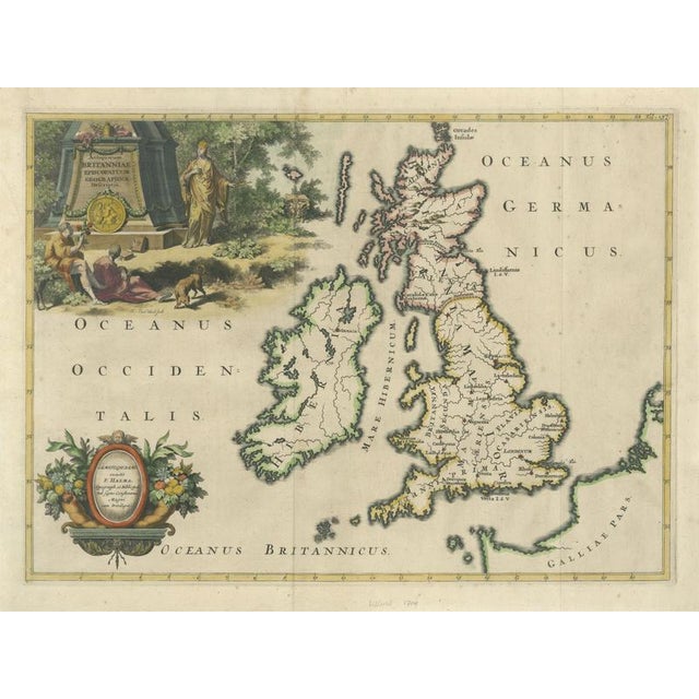 Ancient British Isles & Early Bishoprics Map by François Halma, 1704 For Sale - Image 9 of 9