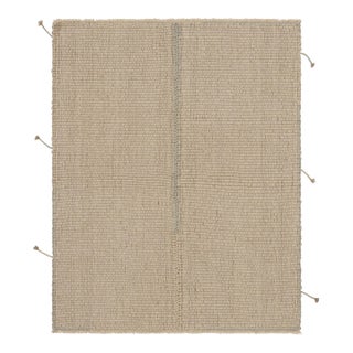 Rug & Kilim's Accent Kilim, Beige Textural Stripes With Soft Blue Accents For Sale