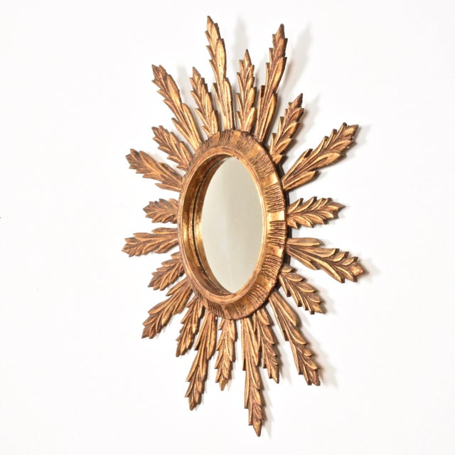 1950s Giltwood Sunburst Wall Mirror, 1950s For Sale - Image 5 of 11