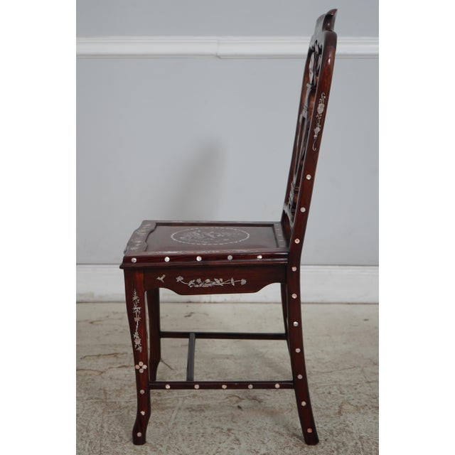 Chinoiserie Pair of Vietnamese Mother of Pearl Inlaid Occasional Side Chairs For Sale - Image 3 of 18