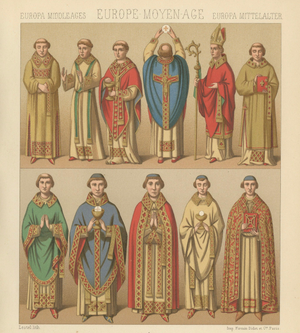 Racinet, Gothic Vestments: Medieval European Clergy Costumes, 1888, Chromolithograph