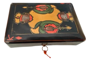 Lacquered Japonisme Papier Mache Playing Card Holder