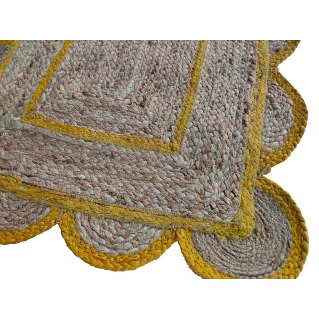 Scallop Jute Doormat in Yellow For Sale - Image 6 of 7