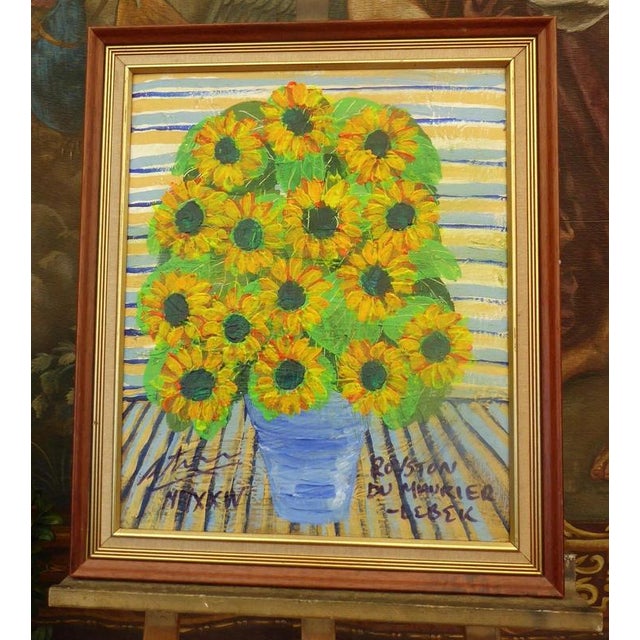 Royston du Maurier-Lebek, Yellow Daisies, Oil Painting on Canvas, Framed For Sale - Image 9 of 15