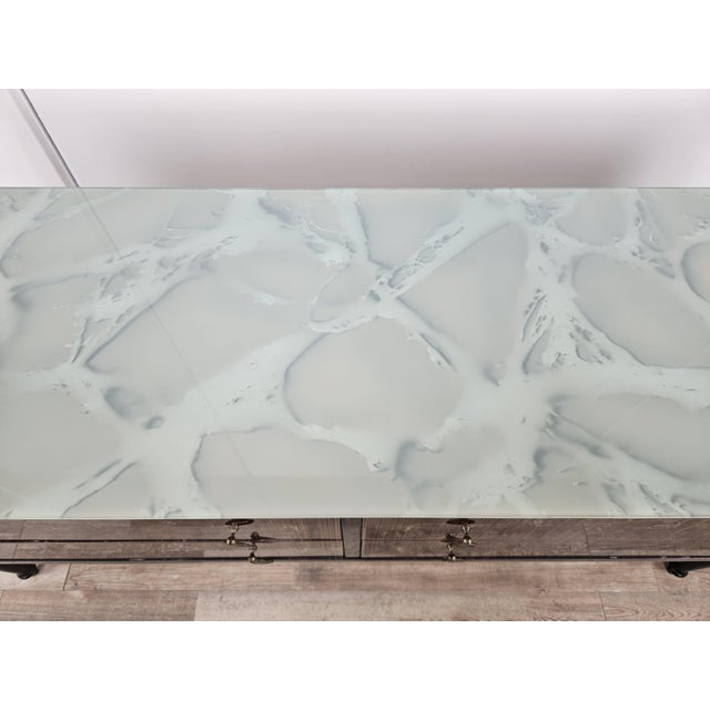 1960s Mid-Century Chest of Drawers with Blue Glass and Four Drawers, 1960s For Sale - Image 5 of 18