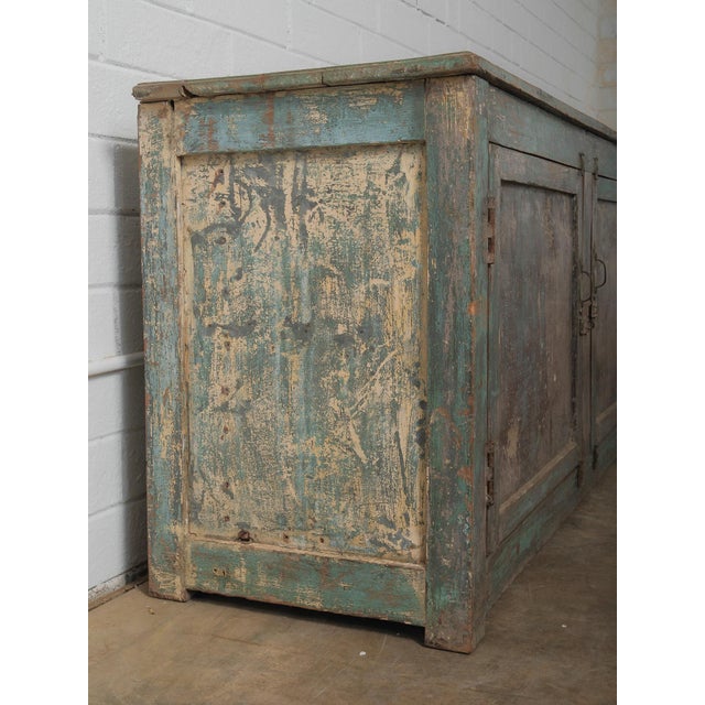 Distressed Turquoise Sideboard With Interior Shelving For Sale In Greensboro - Image 6 of 6