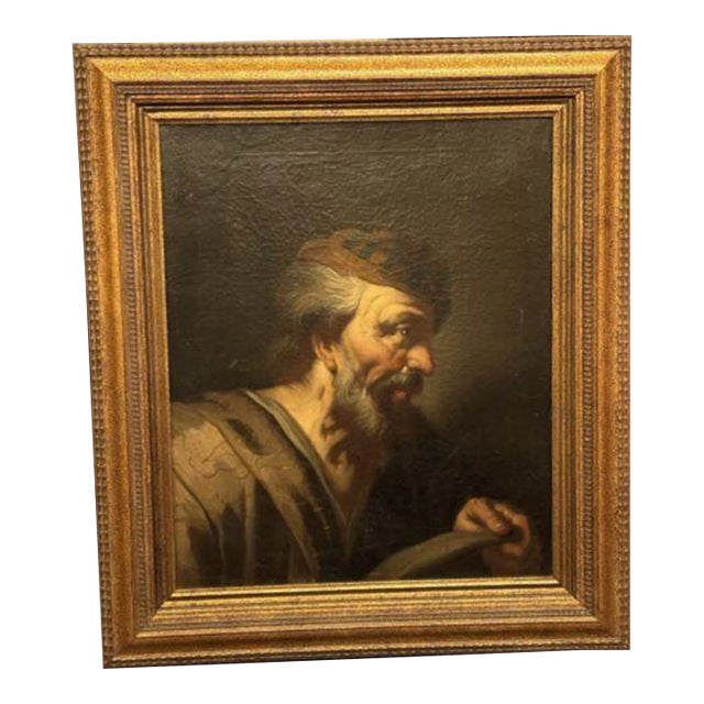 Old Master Flemish Antwerp School Elder Bearded Scholar Portrait Oil on Canvas For Sale