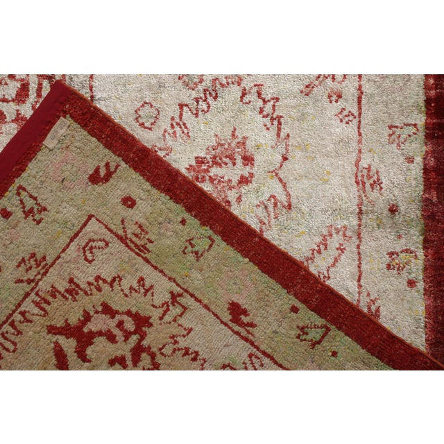 Textile Rug & Kilim's New Agra Transitional Red and Ivory Silk Rug For Sale - Image 7 of 7