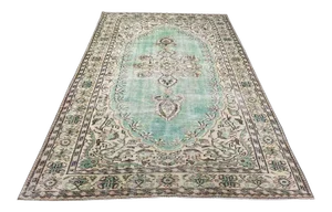 Floral Designed Vintage Turkish Kilim Rug - 72"x109"