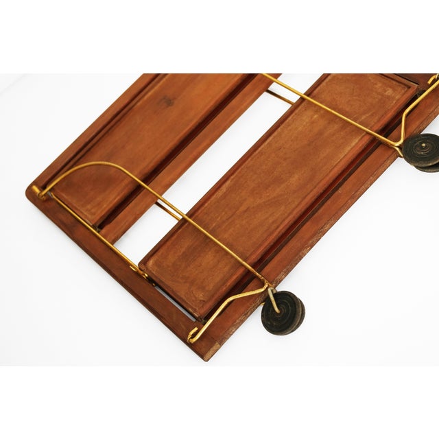 Serving Bar Cart in Wood and Brass by Marie-Françoise Mondineu for Bocado, France, 1950 For Sale - Image 12 of 14