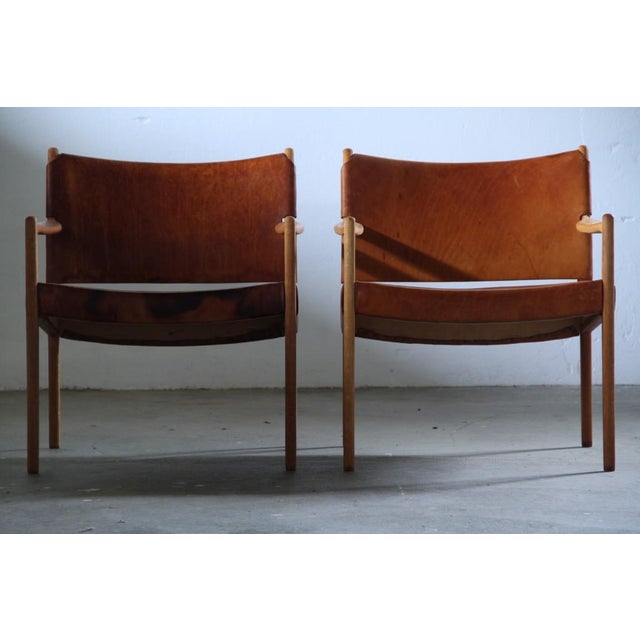 Premier 69 Armchairs in Oak and Cognac Leather by Per-Olof Scotte for Mobel Ikea, 1960s, Set of 2 For Sale - Image 14 of 18