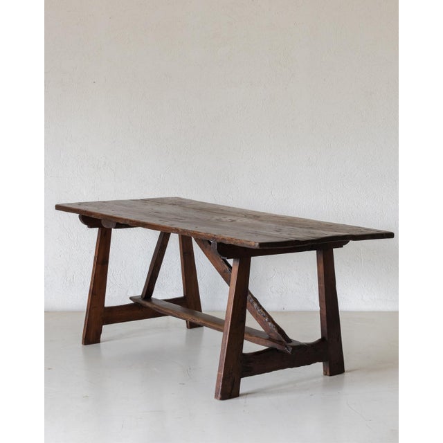 Spanish Poplar Trestle Table For Sale - Image 10 of 14