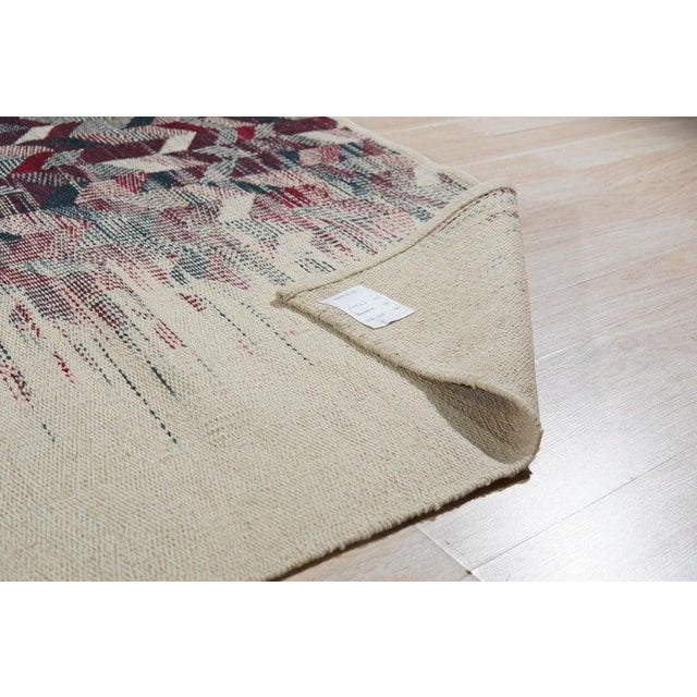 Contemporary 6x9 Multicolor Hand-Knotted Wool Faded Chevron Cascade Geometric Carpet Rug For Sale - Image 3 of 9