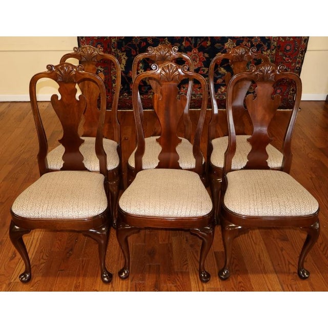 Queen Anne 1990s Set of 8 Stickley Mahogany Philadelphia Queen Anne Style Slip Seat Dining Chairs For Sale - Image 3 of 17