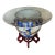 Mid 20th Century Large Hand‑Painted Asian Motif Fishbowl Table With Glass Top & Wood Stand For Sale