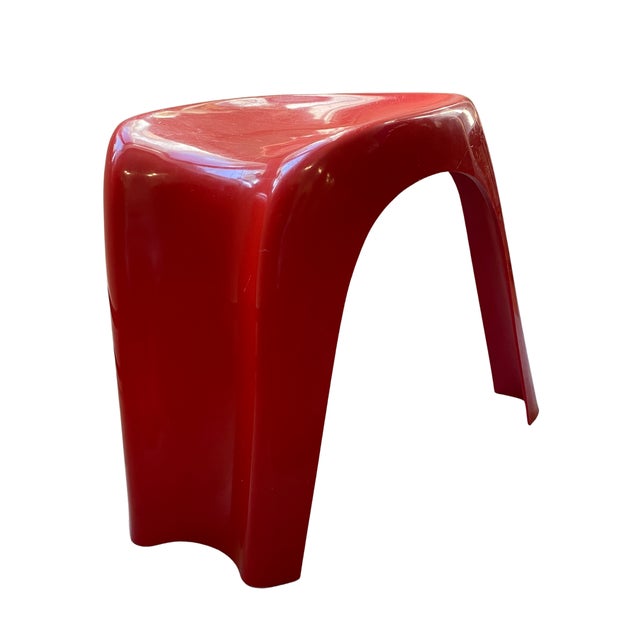 Vintage Vastill Red Molded Plastic Stool, Made in Canada For Sale - Image 4 of 5