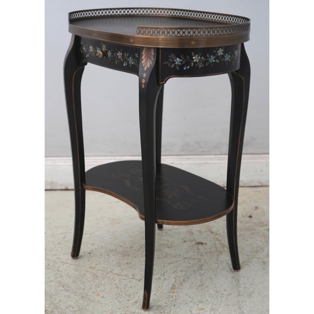 Age: Approx: 10 Years Old Details: Brass Gallery & Drawer Pull Stunning Black Crackle Painted Finish w. Paint Decorated...